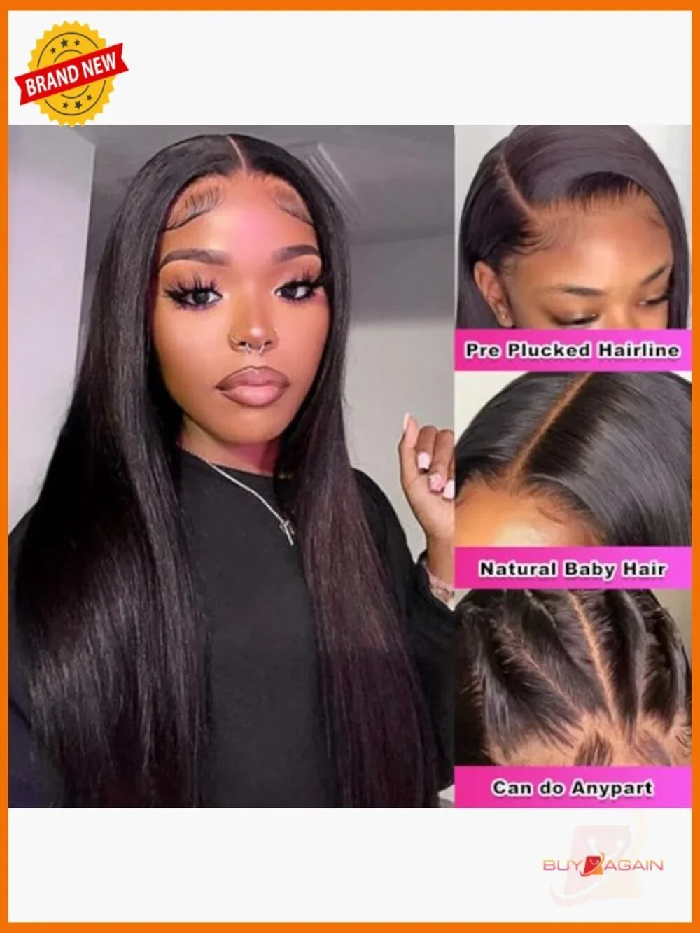 13x6 HD Lace Front Wig Straight Human Hair 200% Density Brazilian Virgin Hair